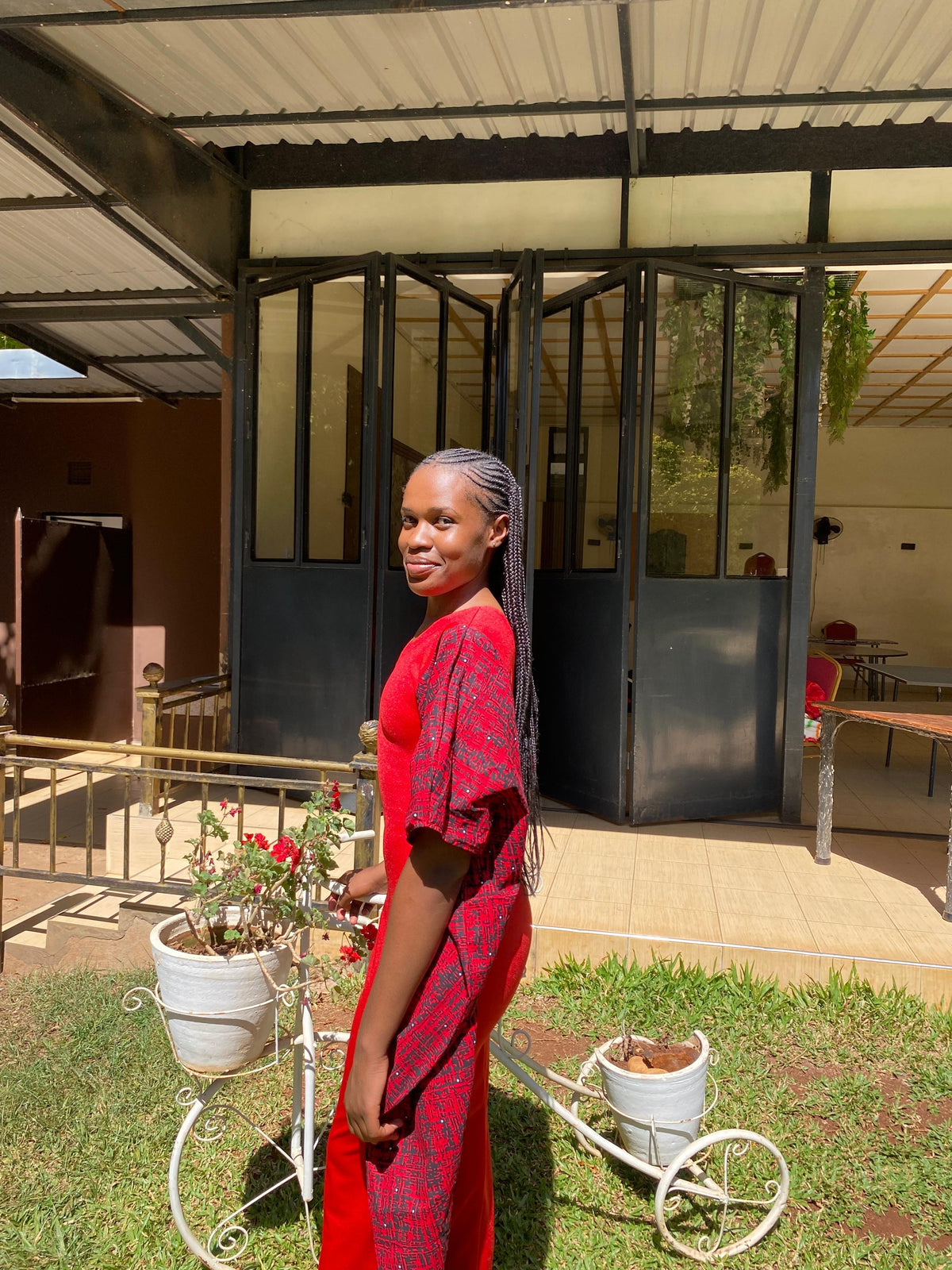 Juka Red Bodycon & Kitenge Dress