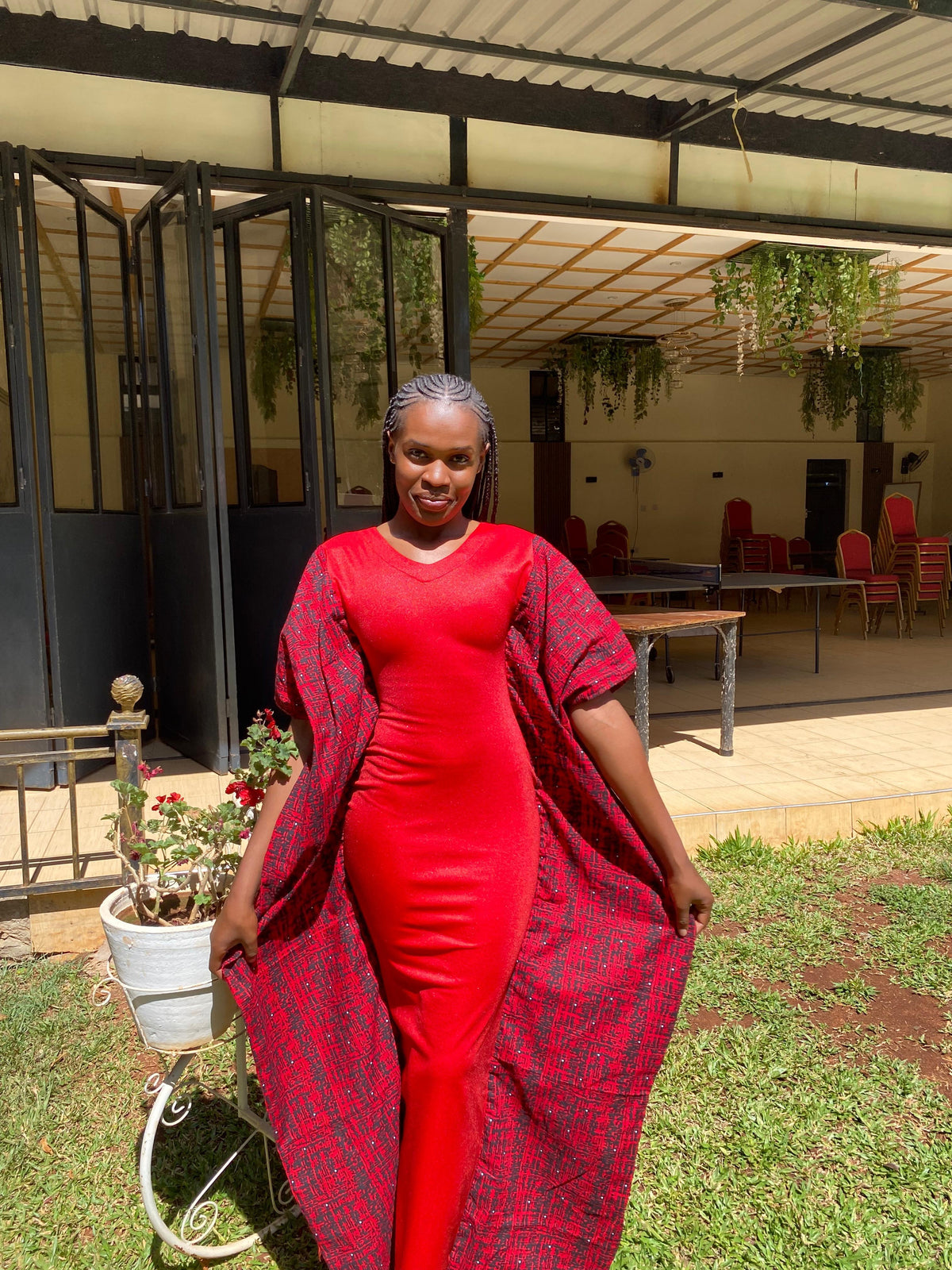 Juka Red Bodycon & Kitenge Dress